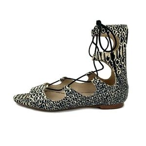 Loeffler RANDALL Leather Open Toe Strappy Flats